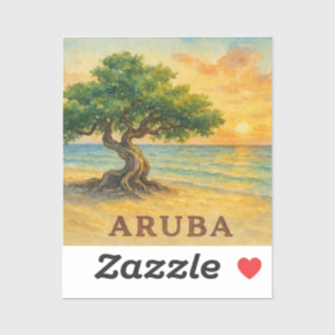 Aruba Eagle Beach Divi Tree Gyllene Timmen Klistermärken