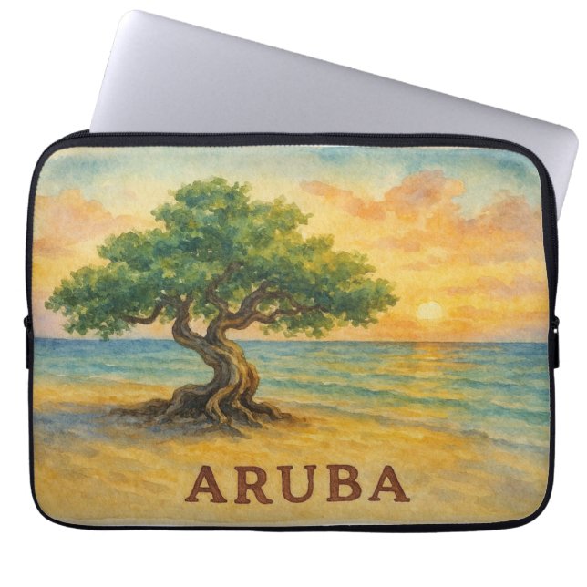 Aruba Eagle Beach Divi Tree Gyllene Timmen Laptop Fodral (Framsidan)
