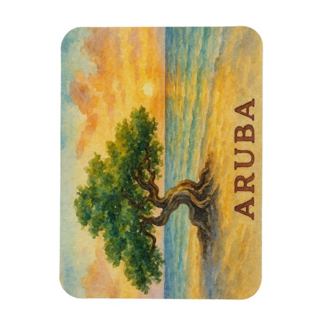 Aruba Eagle Beach Divi Tree Gyllene Timmen Magnet (Vertikal)