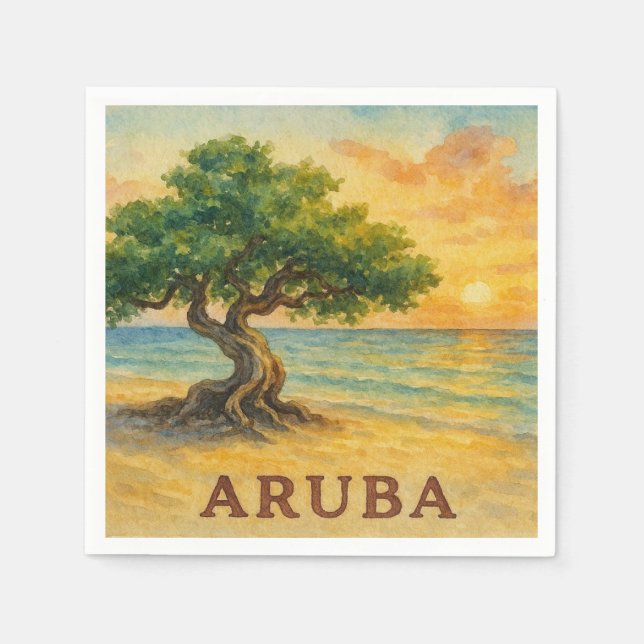 Aruba Eagle Beach Divi Tree Gyllene Timmen Pappersservett (Framsidan)