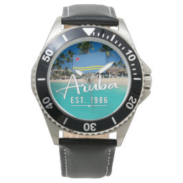 "Aruba Est. 1986" Strand med flagga Armbandsur