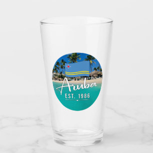 "Aruba Est. 1986-tumsfack med Flagga Glaskopp