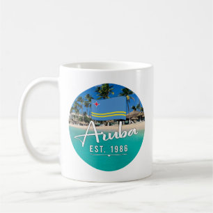 "Aruba Est. 1986-tumsfack med Flagga Kaffemugg