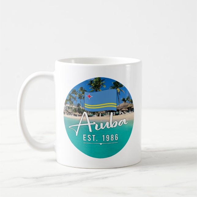 "Aruba Est. 1986-tumsfack med Flagga Kaffemugg (Vänster)