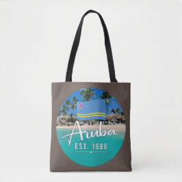 "Aruba Est. 1986-tumsfack med Flagga Tygkasse