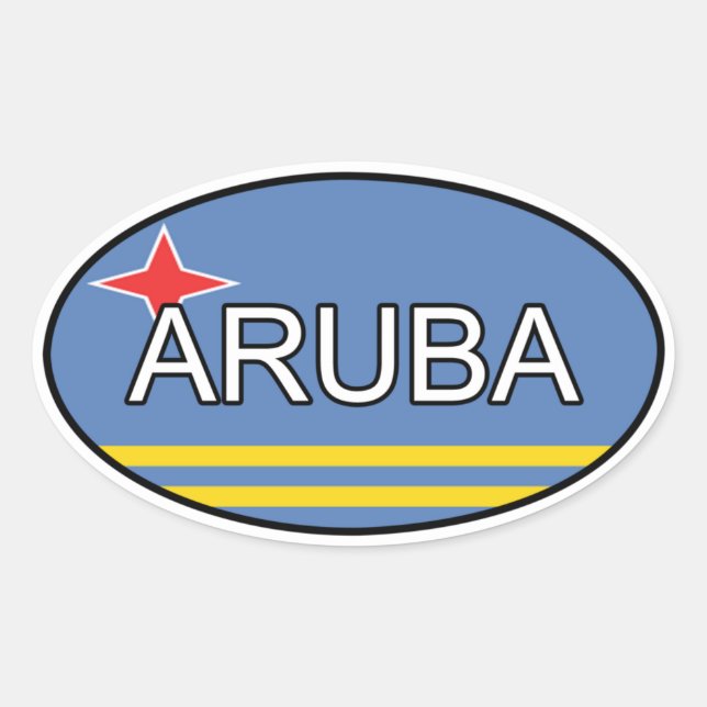 Aruba Euro Sticker Ovalt Klistermärke (Framsida)