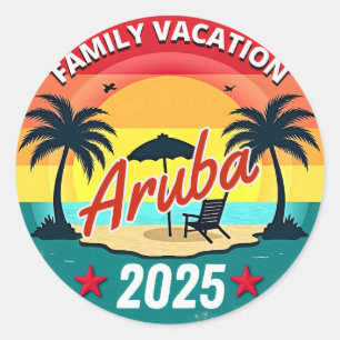 Aruba familjesemester 2025 Familjesemester Runt Klistermärke