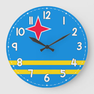 Aruba Flag Wall Clock – Patriotic Caribbean Decor Stor Klocka