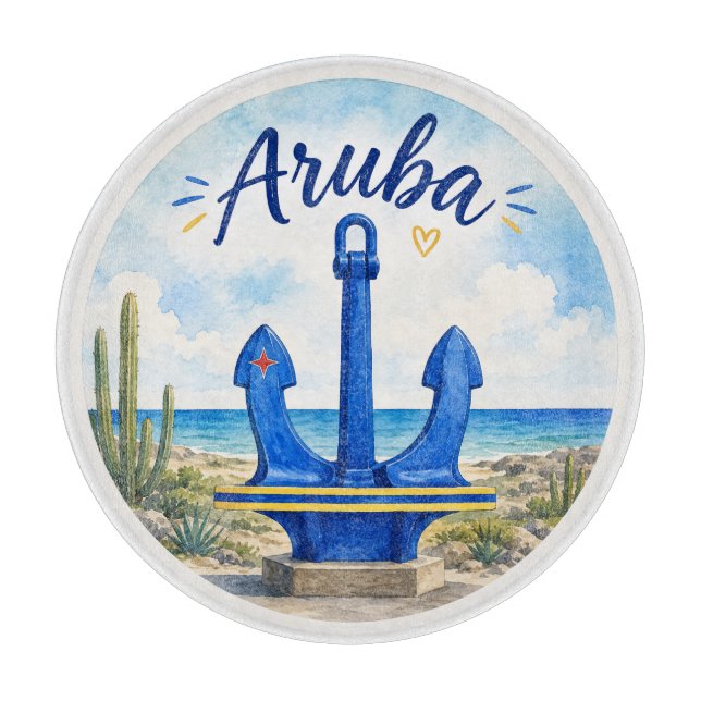 Aruba flagga ankare Karibien ö resa souvenir (Framsidan)