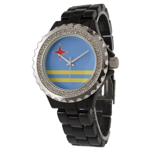 Aruba flagga armbandsur (Vinklad)