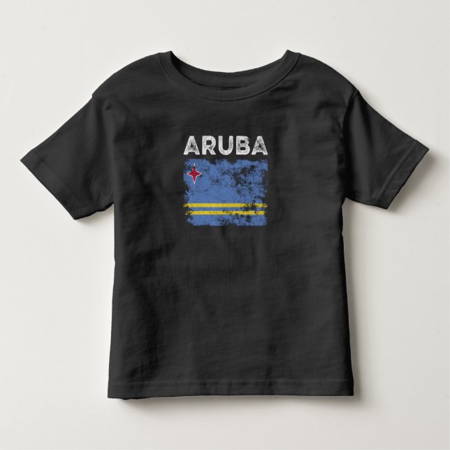 Aruba Flagga Distress - Aruban Flagga T Shirt (Framsida)