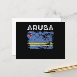 Aruba Flagga Distress - Aruban Flagga Vykort