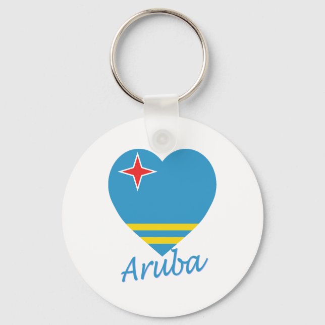 Aruba Flagga Heart Nyckelring (Framsida)