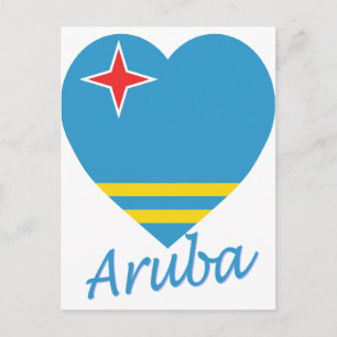 Aruba Flagga Heart Vykort