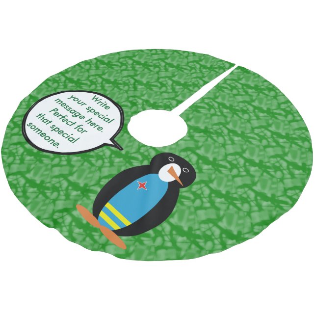 Aruba Flagga Helgdag Penguin Talking Julgransmatta Borstad Polyester (Vinklad)