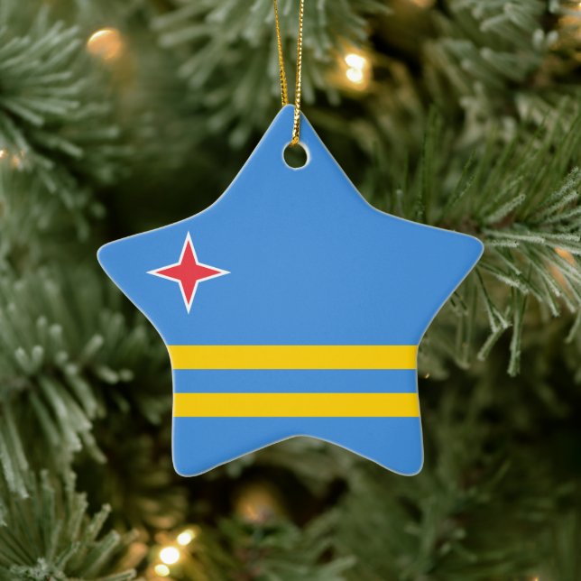 Aruba flagga julgransprydnad keramik (Träd)