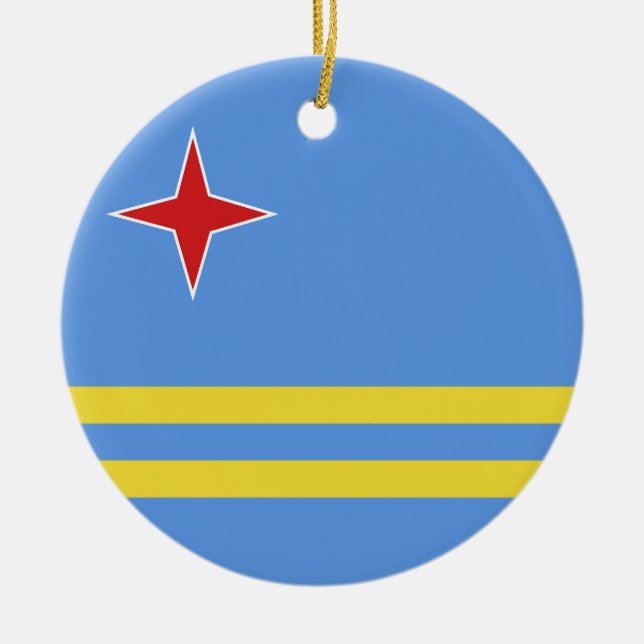 Aruba flagga julgransprydnad keramik (Framsidan)