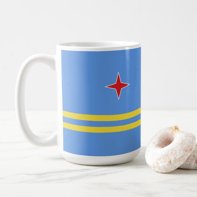 Aruba flagga kaffemugg (Med munk)