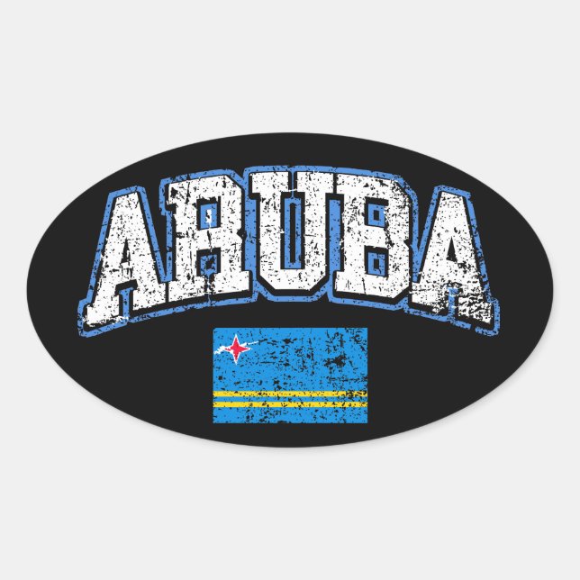 Aruba Flagga Ovalt Klistermärke (Framsida)
