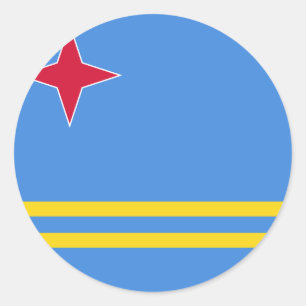 Aruba Flagga Runt Klistermärke