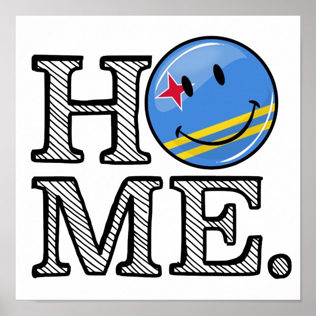 Aruba Flagga Smiling House Warmer Poster (Framsidan)