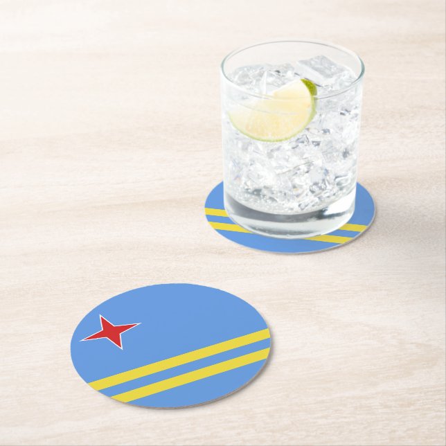 Aruba flagga underlägg papper rund (Insitu)
