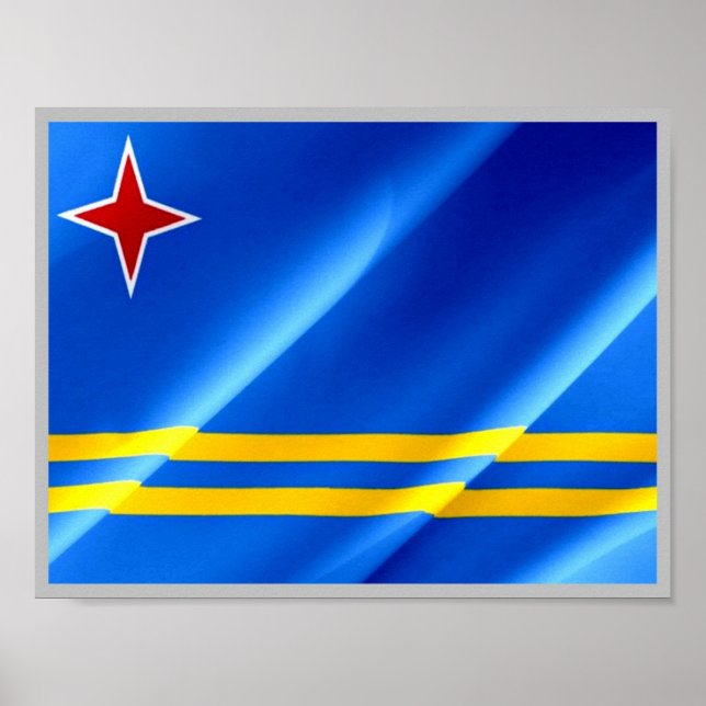 Aruba - Flagga Wave - Poster (Framsidan)