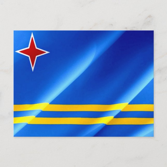 Aruba - Flagga Wave - Vykort (Framsida)