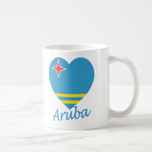 Aruba flaggahjärta kaffemugg