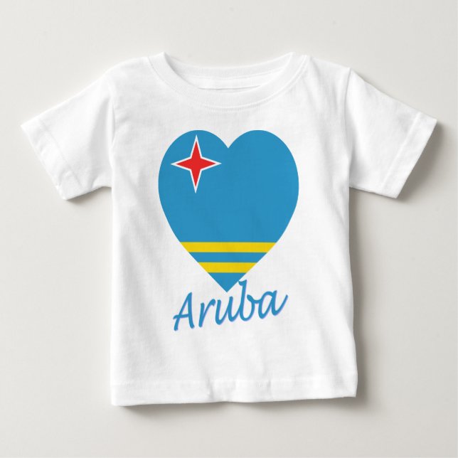 Aruba flaggahjärta tee shirt (Framsida)