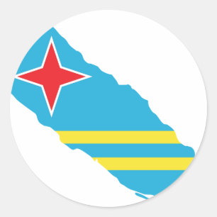 Aruba flaggakarta runt klistermärke