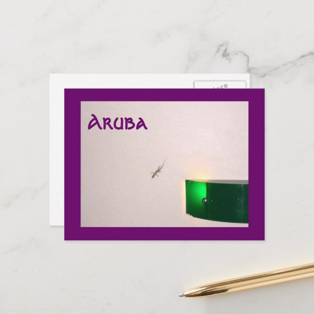 Aruba Gecko Vykort (Fram/Back In Situ)