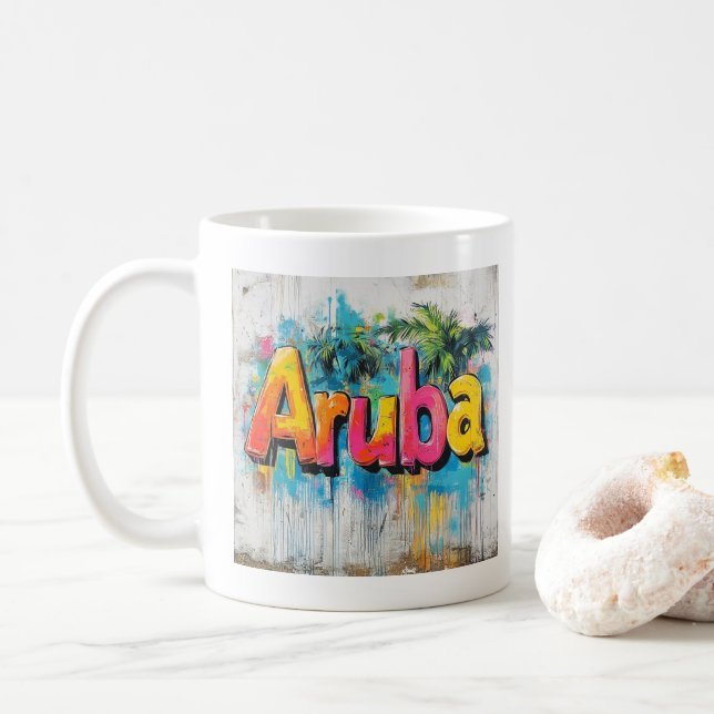 Aruba Graffiti Vibes: Island Street Art Kaffemugg (Med munk)