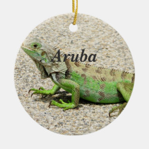Aruba grön leguan julgransprydnad keramik