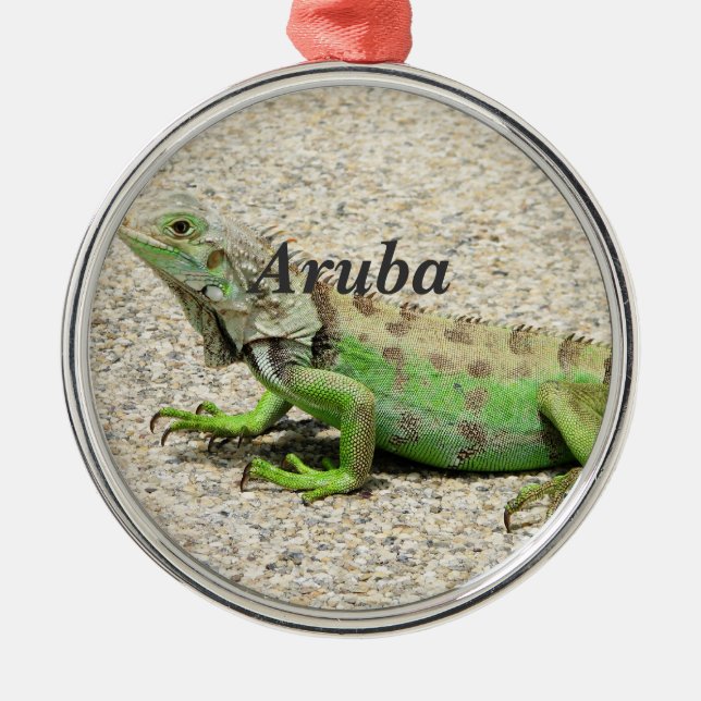 Aruba grön leguan julgransprydnad metall (Framsidan)