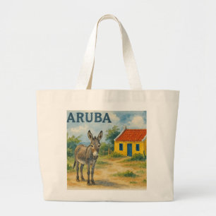 Aruba Gul Cunucu-hus med åsna akvarell Jumbo Tygkasse