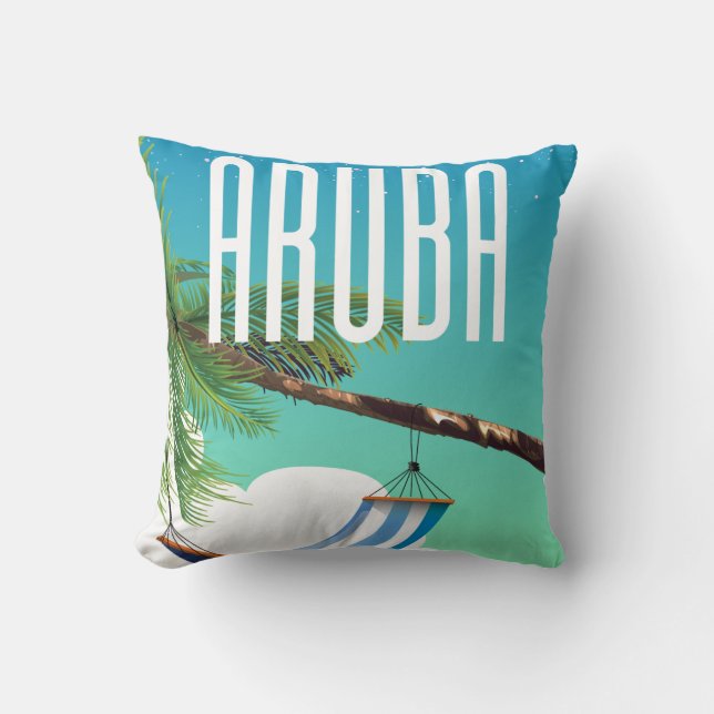 Aruba Hängmattsstrand reseinformation affisch Kudde (Framsida)