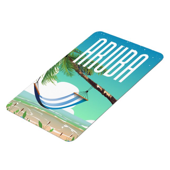 Aruba Hängmattsstrand reseinformation affisch Magnet (Vänstra Sidan)
