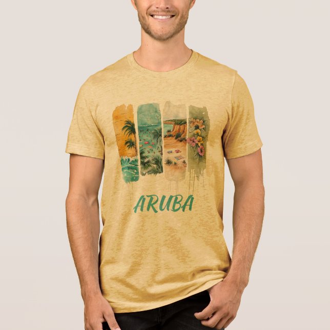 Aruba i penseldrag design t shirt (Framsida)