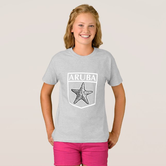 Aruba Island Design - Flickor Basic T-Shirt (Hel framsida)