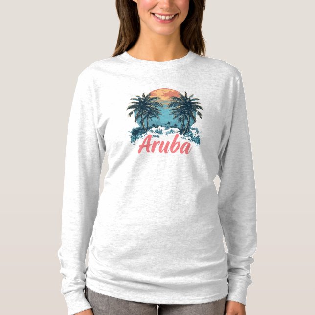 Aruba Island Design (version 2) - Basic Long Sleev T Shirt (Framsida)