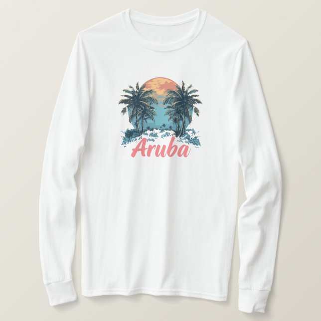Aruba Island Design (version 2) - Basic Long Sleev T Shirt (Design framsida)