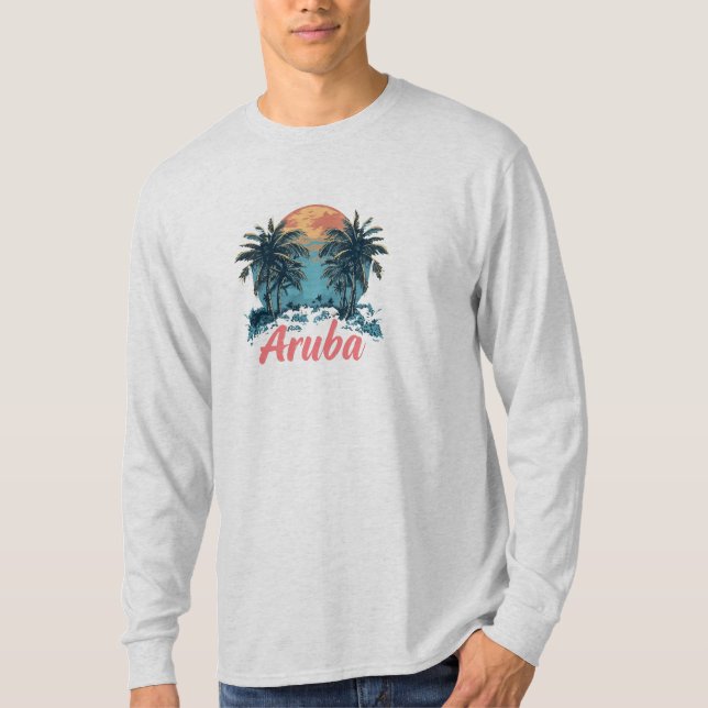 Aruba Island Design (version 2) - Basic Long Sleev T Shirt (Framsida)