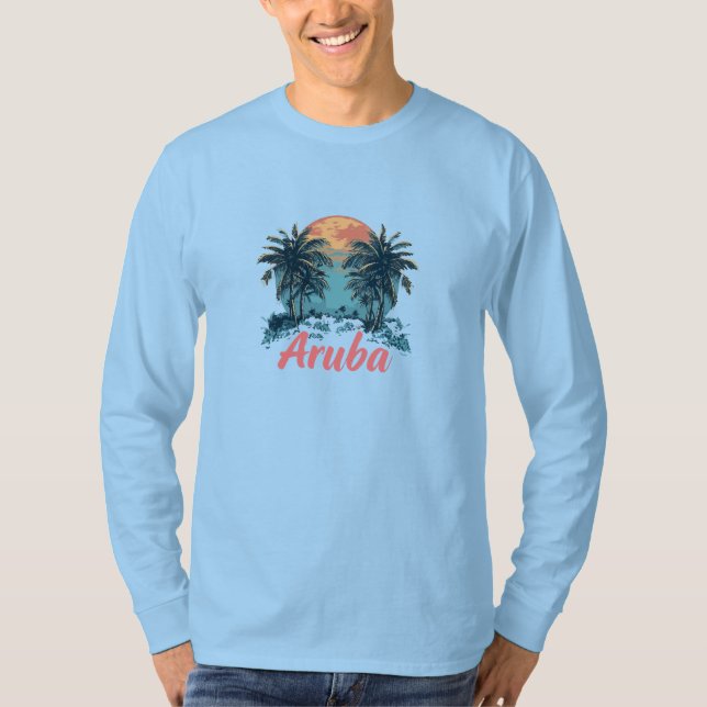 Aruba Island Design (version 2) - Basic Long Sleev T Shirt (Framsida)