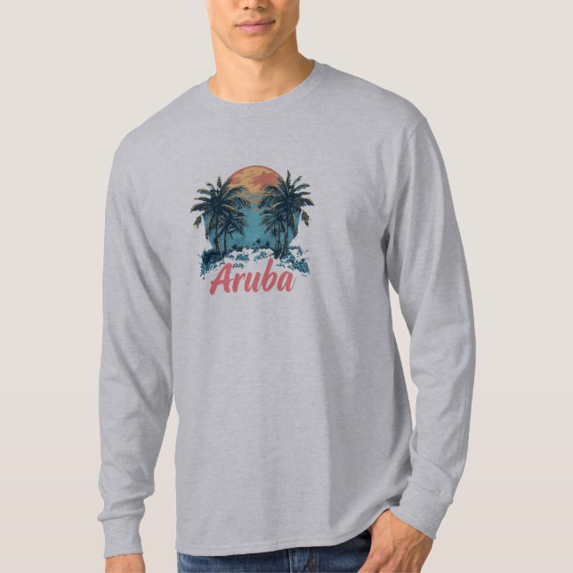 Aruba Island Design (version 2) - Basic Long Sleev T Shirt (Framsida)