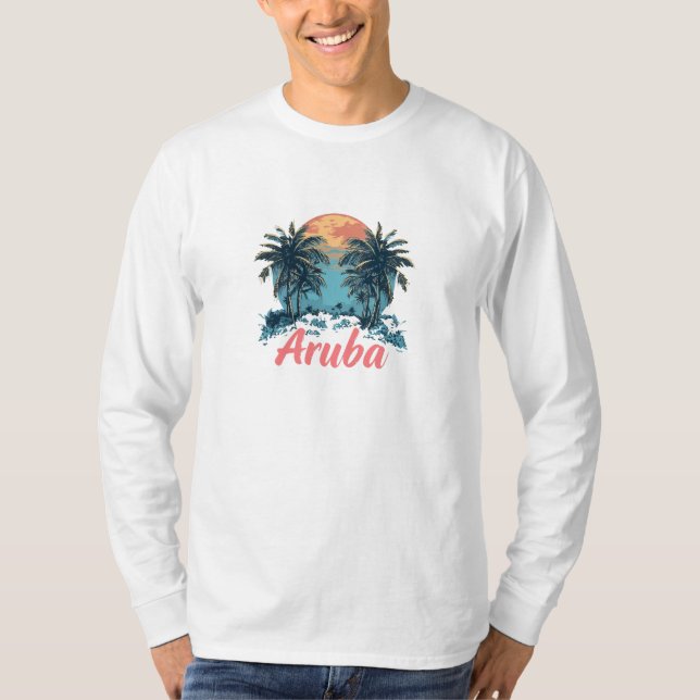 Aruba Island Design (version 2) - Basic Long Sleev T Shirt (Framsida)