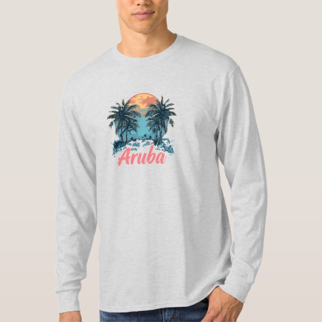 Aruba Island Design (version 2) - Basic Long Sleev T Shirt (Framsida)