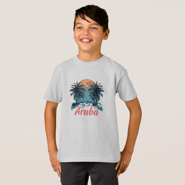 Aruba Island Design (version 2) - Kids Basic T-Sh T Shirt (Hel framsida)