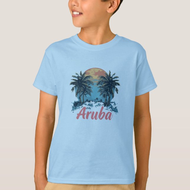 Aruba Island Design (version 2) - Kids Basic T-Sh T Shirt (Framsida)