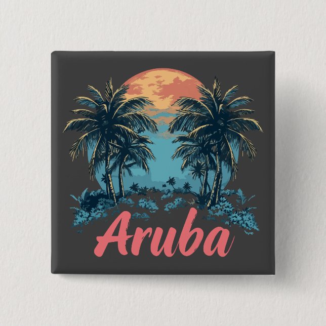 Aruba Island Design (version 2) - Knappen Kvadrati Knapp (Framsida)